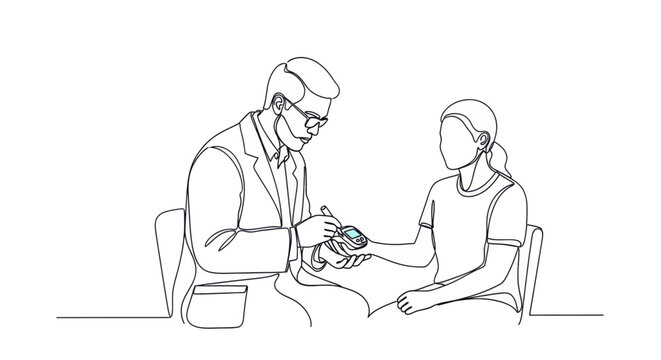 Doctor checking patient blood sugar