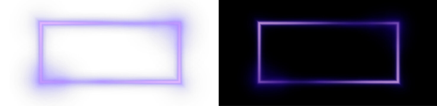 Neon purple glowing rectangle frame border overlay asset for streamers