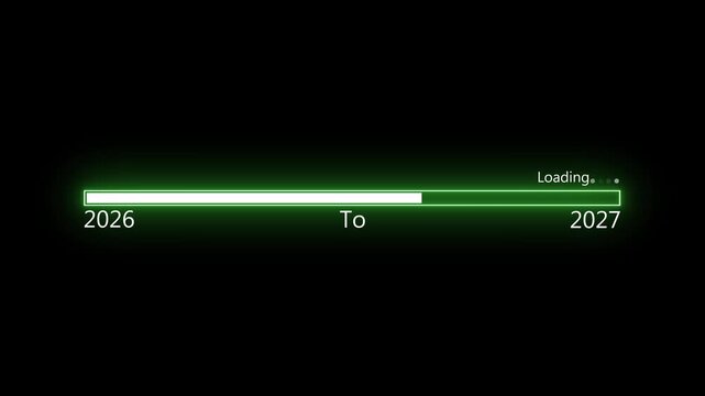 Minimal loading progress bar and years 2026 to 2027 animation, Loading bar from 2026 to 2027