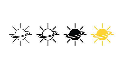 Simple saturn planet icon with sun rays illustration © SHOFIQUL