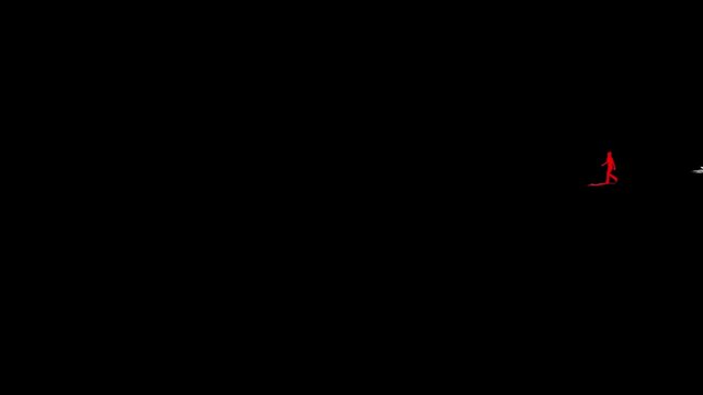 a People Following The Leader Side as View as the leader as red with the other people as white