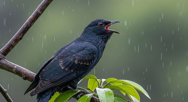 Asian Koel Rainy Mango Tree Call Echo