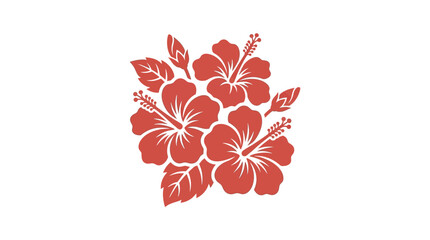 Red hibiscus tropical flower bouquet vector illustration. © guinkof