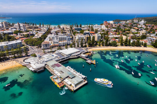 A aerial shot overlooking Manly from above the Wharf