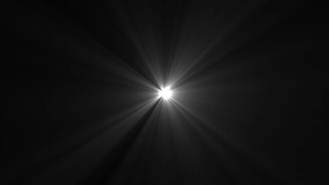Bright light flare pulses and expands across a dark background in horizontal footage