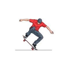 Fototapeta premium Dynamic Skateboarder Executing A Thrilling Trick Mid-Air