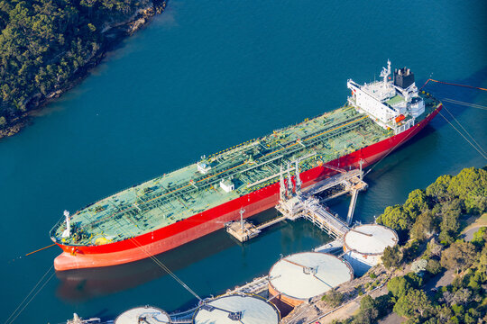 A large oil tanker in Gore Bay at Greenwich