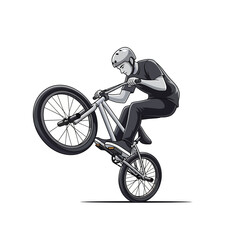 Fototapeta premium Dynamic BMX Rider Performing A Wheelie On A Bicycle Dynamic Action Shot