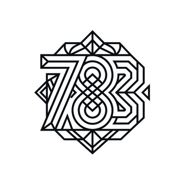 Geometric Art Deco Number 783 Logo Design