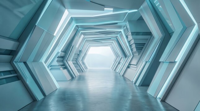 Corridoio architettonico futuristico. Generative AI 