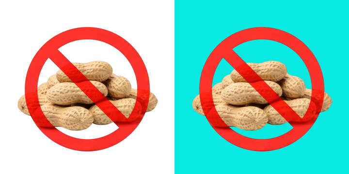Forbidden peanuts prohibition symbol isolated on transparent background