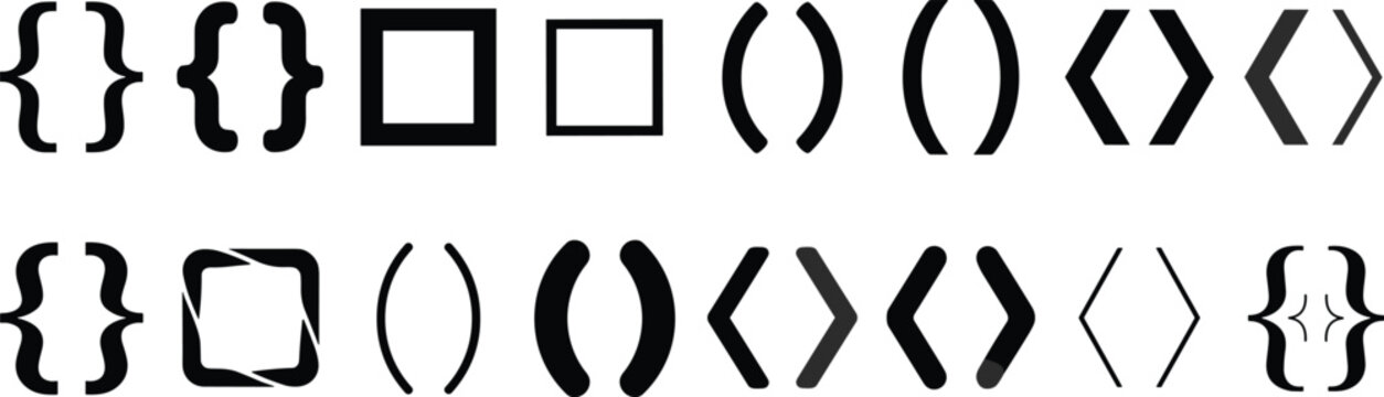 Brackets, braces, parentheses, angle brackets, square brackets, curly brackets, mathematical symbols, typography
