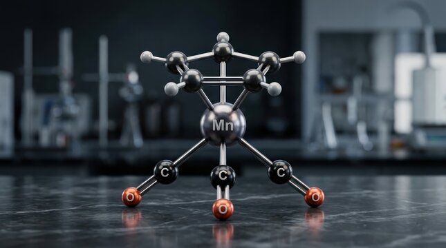 Molecular structure with central metal atom and ligand spheres