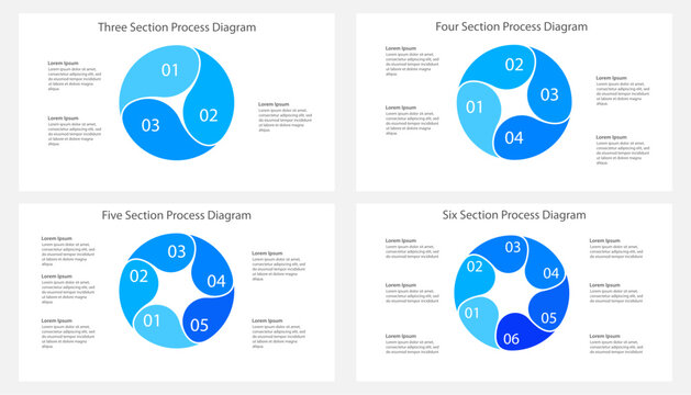 Three to Six Step Petal Cycle Process Infographic Set