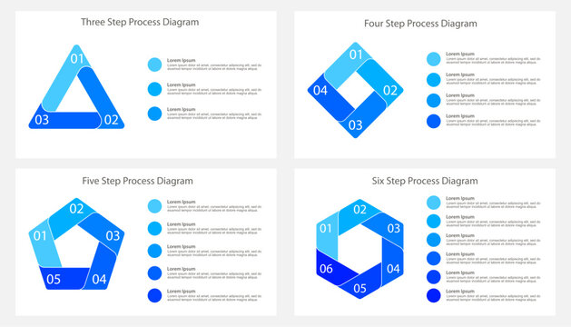 Blue Three to Six Step Polygon Process Infographic with Legend