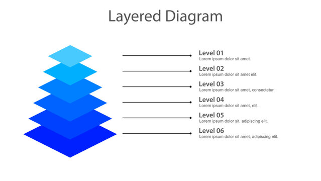 Six Level Isometric Layer Hierarchy Infographic Template