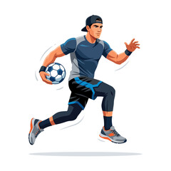 Fototapeta premium Athletic Man Running With Soccer Ball Engaging In Active Sports Lifestyle