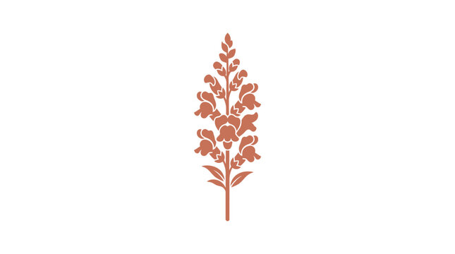 Stylized orange snapdragon flower stem illustration