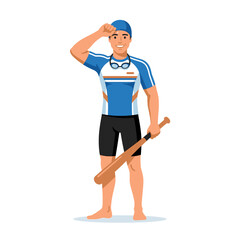 Fototapeta premium Athletic Coach With Baseball Bat And Goggles Ready For Action