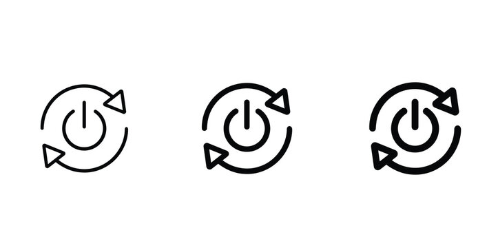 Reboot and Power Restart Line Icon Set