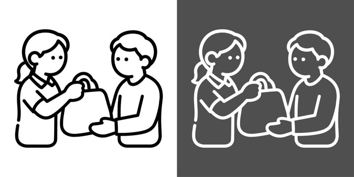 介助者が家庭訪問でケアバッグを持つアイコン