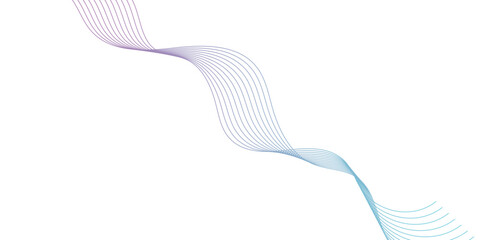 Fototapeta premium Flowing gradient waves of purple and blue lines on a white background vector illustration