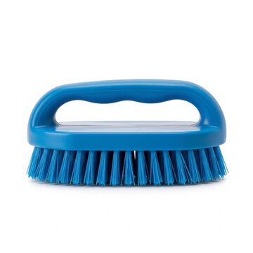 Blue Scrub Brush with Ergonomic Handle Isolated on White Background