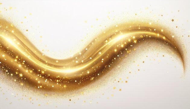 sparkling gold dust swirl effect isolated on a white background