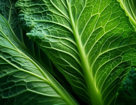 a macro closeup of fresh green cabbage leaves reveals a textured surface with a grung