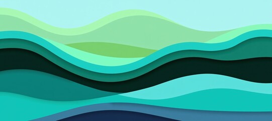 Obraz premium Layered blue and green abstract waves for recovery planning and resilience