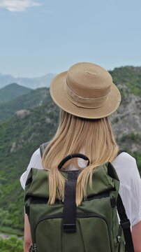 Female Traveler at Pavlova Strana Viewpoint in Montenegro
