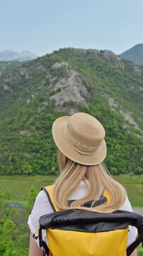Female Traveler at Pavlova Strana Viewpoint in Montenegro