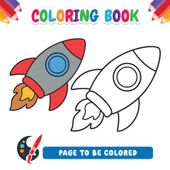 Kids Coloring Book Page Spaceship Outline Vector Illustration for Coloring