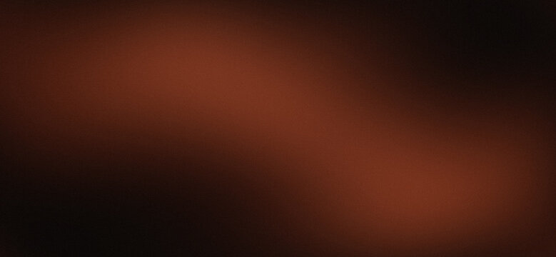 Abstract dark aesthetic background with wavy terracotta copper brown light beam dark shadow gradient and vintage grainy noise texture