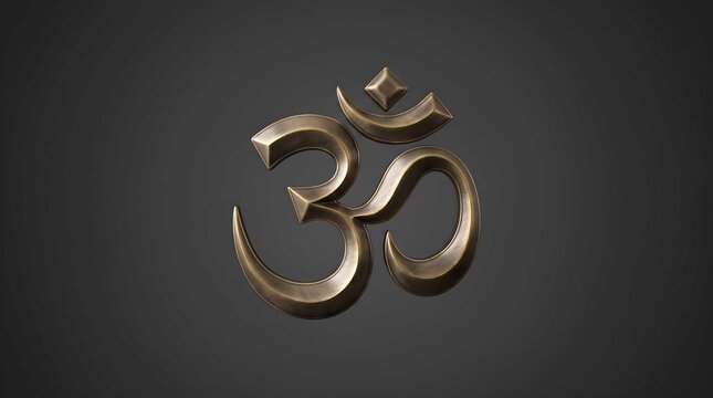 Bronze metallic om symbol on dark background