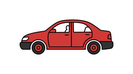 Fototapeta premium Modern red sedan car side view illustration.
