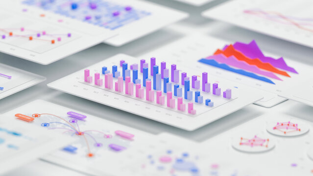 Financial data document graph chart report statistic marketing research development planning management strategy analysis accounting. Financial business technology concept. 3d rendering.