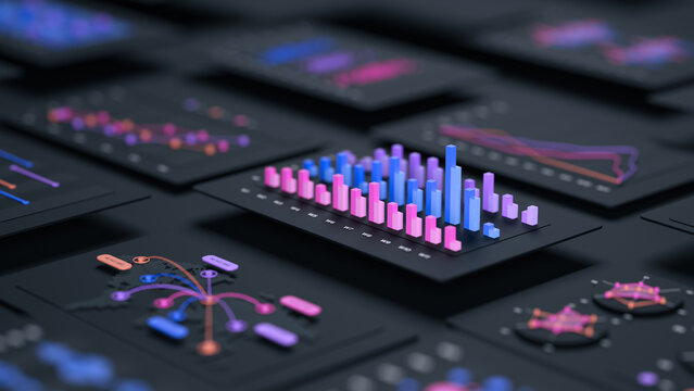 Financial data document graph chart report statistic marketing research development planning management strategy analysis accounting. Financial business technology concept. 3d rendering.