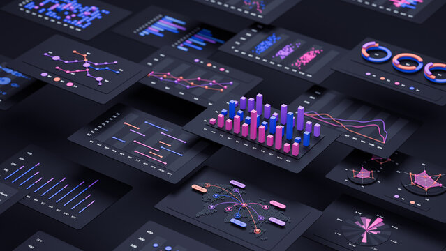 Financial data document graph chart report statistic marketing research development planning management strategy analysis accounting. Financial business technology concept. 3d rendering.