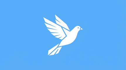 Fototapeta premium Peace dove flying on blue background with checkerboard wings.