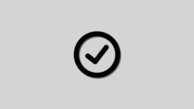 Checklist symbol icon. Animated check mark icon in black against white background for positive affirmations and approved actions. alpha channel 4K video