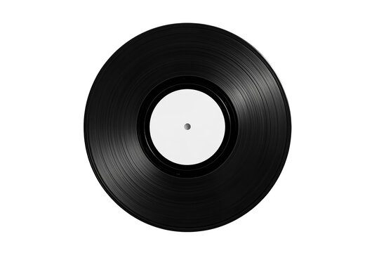 Black vinyl record with blank white center label