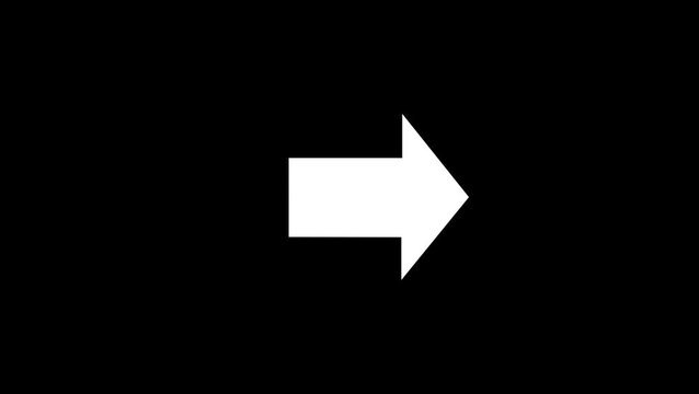 white arrow move to forward or right direction 4k footage .black background.
