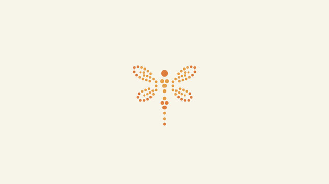 Orange dotted dragonfly insect logo design.