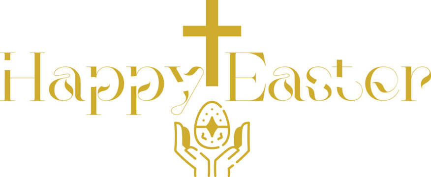 Happy easter greeting with cross and egg Vector
