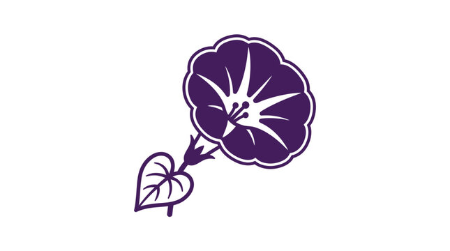 Purple morning glory flower vector icon.