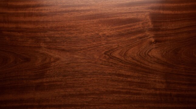 Polished mahogany wood background texture with rich dark brown cherry grain pattern copy space