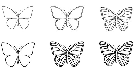 Butterfly Line Art Set Minimalist Vector Illustration On White Background © JOHIRUL_STUDIO