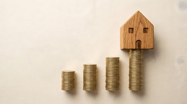 real estate investment growth concept | saving money for a new home | house price index rising trend | property mortgage financial planning