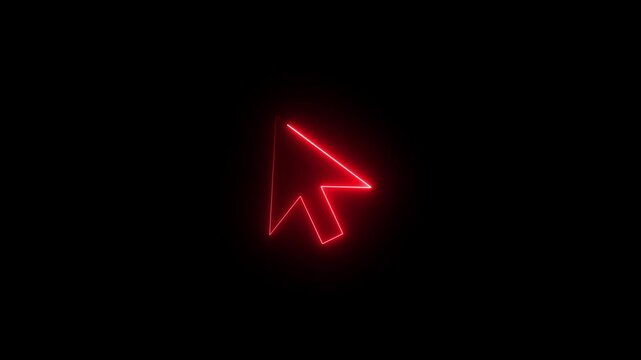 Neon mouse cursor arrow icon. Glowing neon arrow cursor icon for digital interface and web design elements.